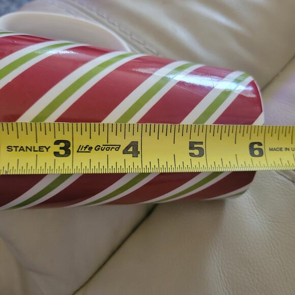 Christmas Coffee Cups Set of Two One has Snowman and One candy cane striped - Picture 9 of 10